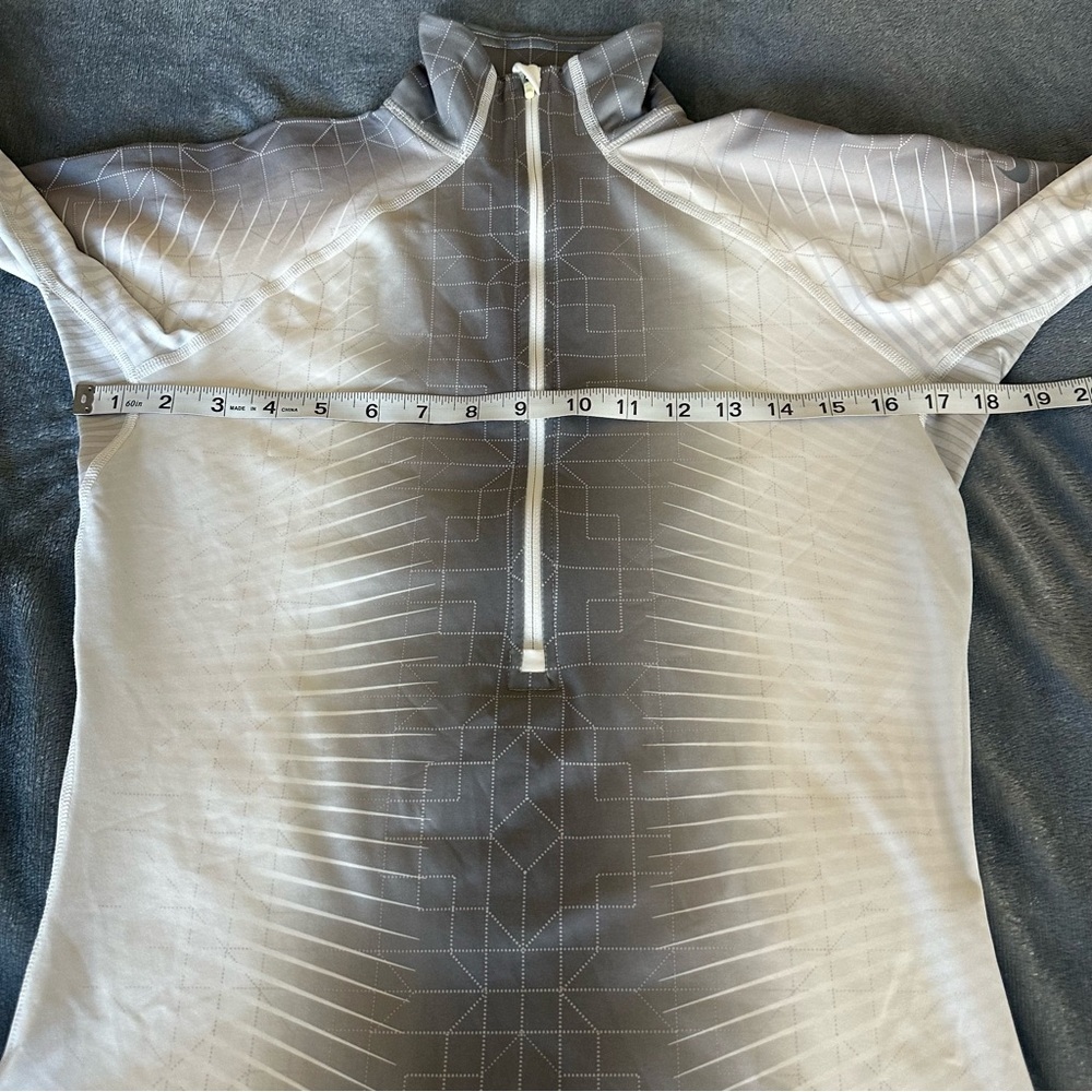 Nike PRO Dri-Fit Fleece 1/4 Zip White Grey Top Size M - Picture 12 of 12